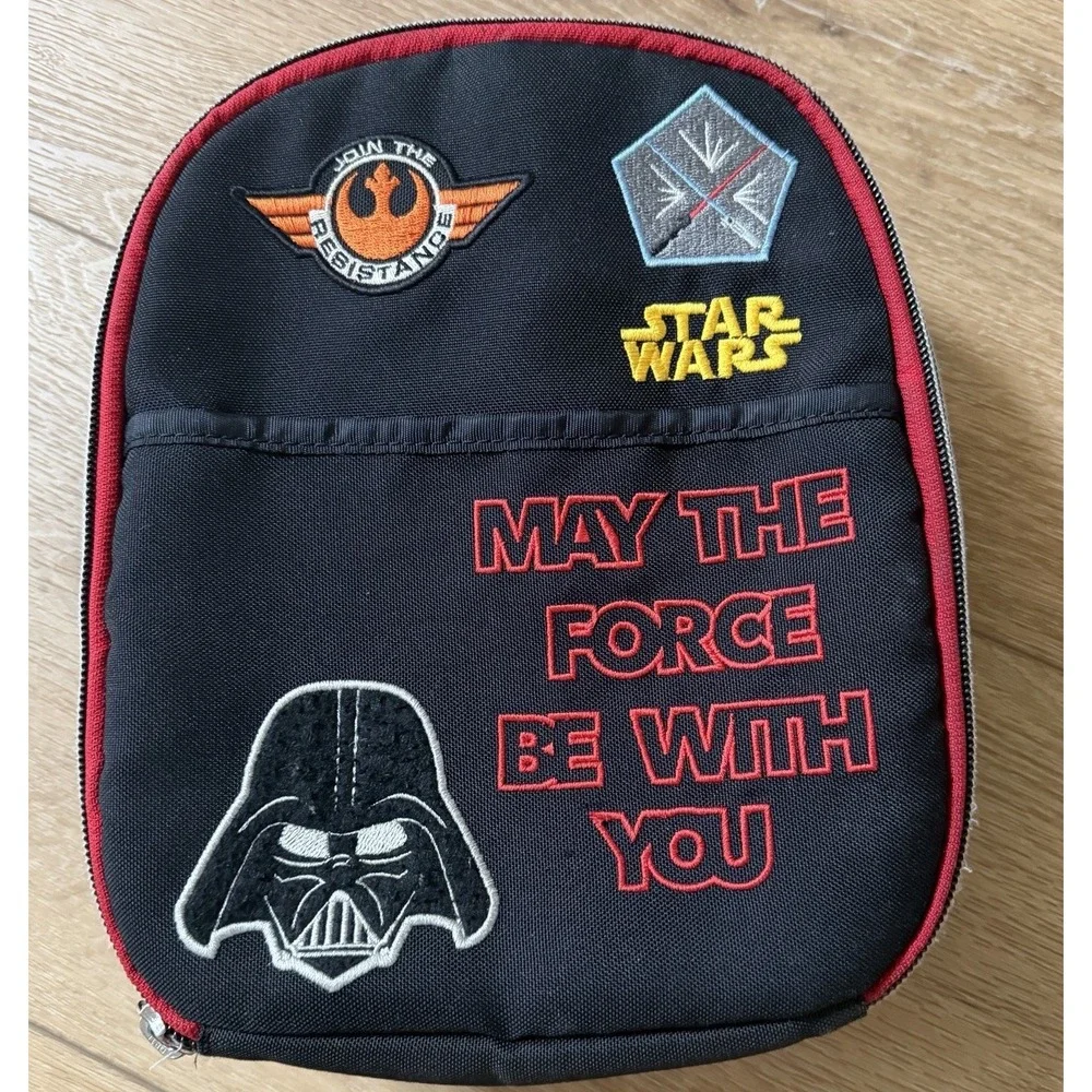 Star Wars Lunch Box Bag Insulated Black Red Embroidered May The Force Be With Y